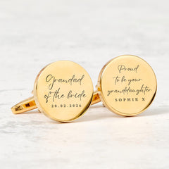 Grandad of the Bride Cufflinks Gift from Granddaughter Personalised Wedding Keepsake with Name and Date Engraving for Grandad Grandfather