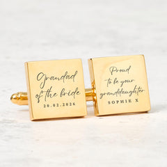 Grandad of the Bride Cufflinks Gift from Granddaughter Personalised Wedding Keepsake with Name and Date Engraving for Grandad Grandfather