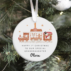 Granddaughter Ornament with name Merry Christmas to Our Special Granddaughter, Cute Personalised Gift Baby First Christmas Toddler Keepsake