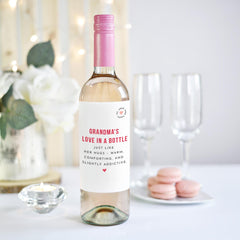 Grandma's Love in a Bottle Wine Label Sticker Gift for Nan Wine Prosecco Bottle Sticker for Nanny on Mother’s Day Birthday Christmas