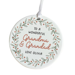 Grandparents Ornament To a Wonderful Grandma and Grandad Personalised Ceramic Ornament Heartfelt Keepsake Gift for Grandparents