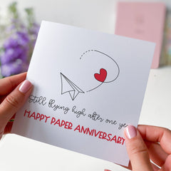 Happy 2Nd Paper Anniversary With Paper Aeroplane And Heart Greetings Card For Couple Happy Valentine's Day Happy Married Two Years Second