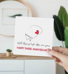 Happy 2Nd Paper Anniversary With Paper Aeroplane And Heart Greetings Card For Couple Happy Valentine's Day Happy Married Two Years Second