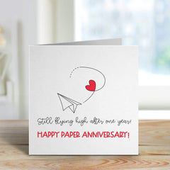 Happy 2Nd Paper Anniversary With Paper Aeroplane And Heart Greetings Card For Couple Happy Valentine's Day Happy Married Two Years Second