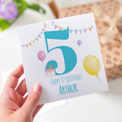 Happy 5th Birthday Card for Boy Colourful Balloons and Cake Fun Celebration Card Ideal for Son Grandson or Special Little Boy I am Five