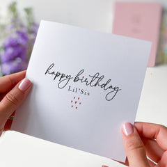 Happy Birthday Lil'sis Birthday Card With Cute Heart Little Sister Birthday Card Happy Birthday Gift Card Gift For Her Gift For Sister