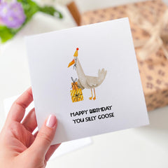 Happy Birthday You Silly Goose Funny Birthday Card Cartoon Animals Cute Birthday Card With Party Hat Novelty Animal Card For Friends