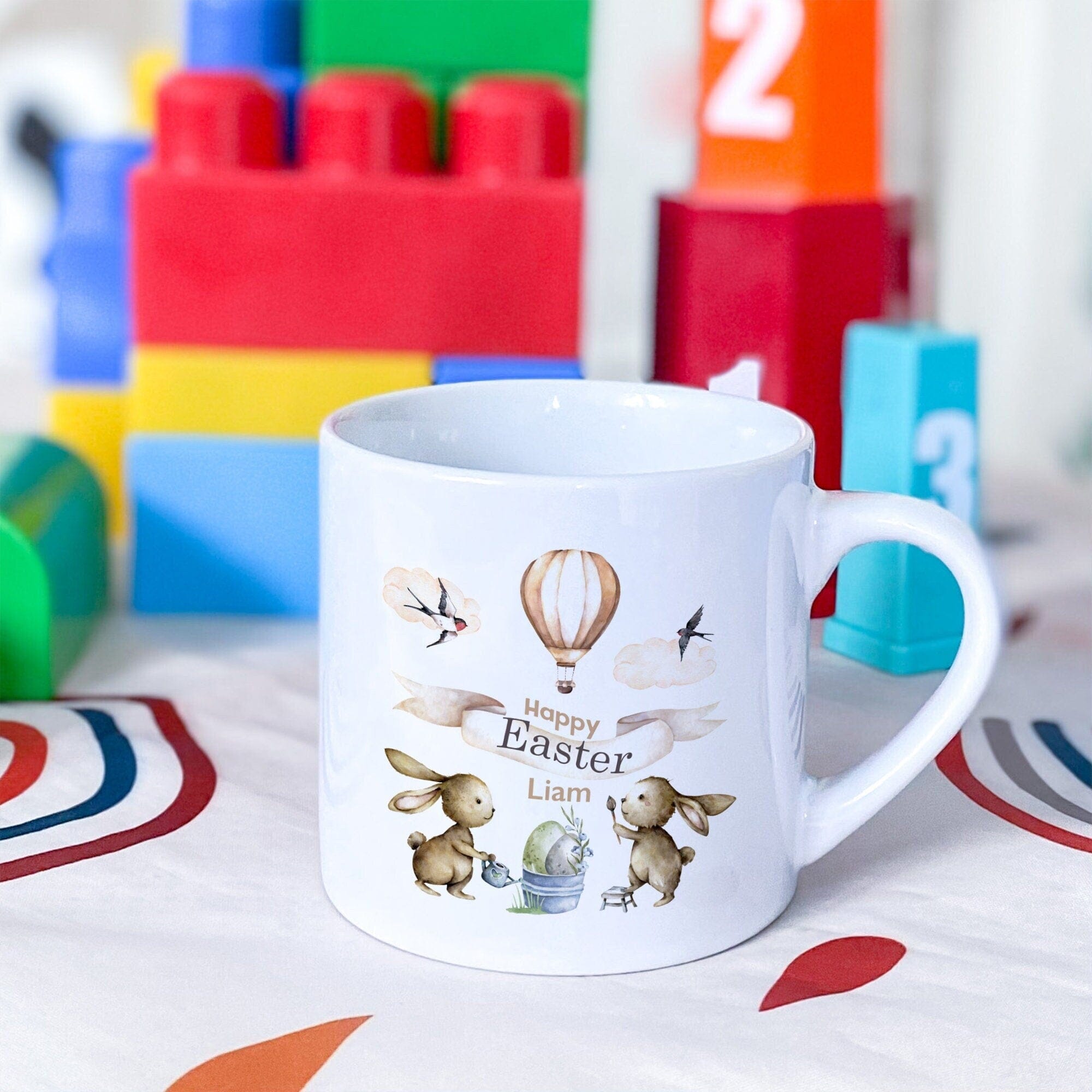 Happy Easter Mug Name Easter Design Bunnies