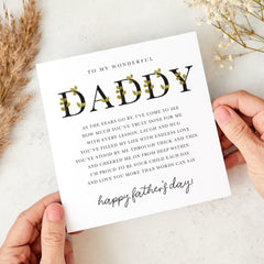 Happy Father's Day Card for Daddy Sentimental Verse Design Thoughtful Keepsake Father's Day Card from Son or Daughter