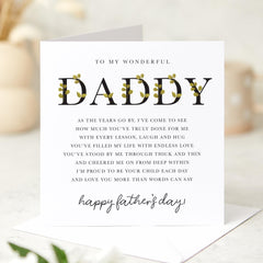 Happy Father's Day Card for Daddy Sentimental Verse Design Thoughtful Keepsake Father's Day Card from Son or Daughter