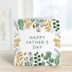 Happy Father's Day Card Gift Card For Dad Floral Card For Daddy Dad Son Daughter Father's Day First Fathers Day Card Botanic Leaves