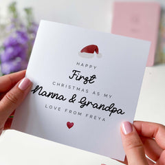 Happy First Christmas As My Nanna & Grandpa Card For Grandparents Grandma Nanny Granda Granny Nan Grandad Card 1St Xmas Gift Card