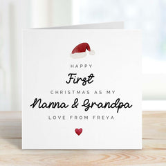 Happy First Christmas As My Nanna & Grandpa Card For Grandparents Grandma Nanny Granda Granny Nan Grandad Card 1St Xmas Gift Card