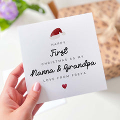 Happy First Christmas As My Nanna & Grandpa Card For Grandparents Grandma Nanny Granda Granny Nan Grandad Card 1St Xmas Gift Card