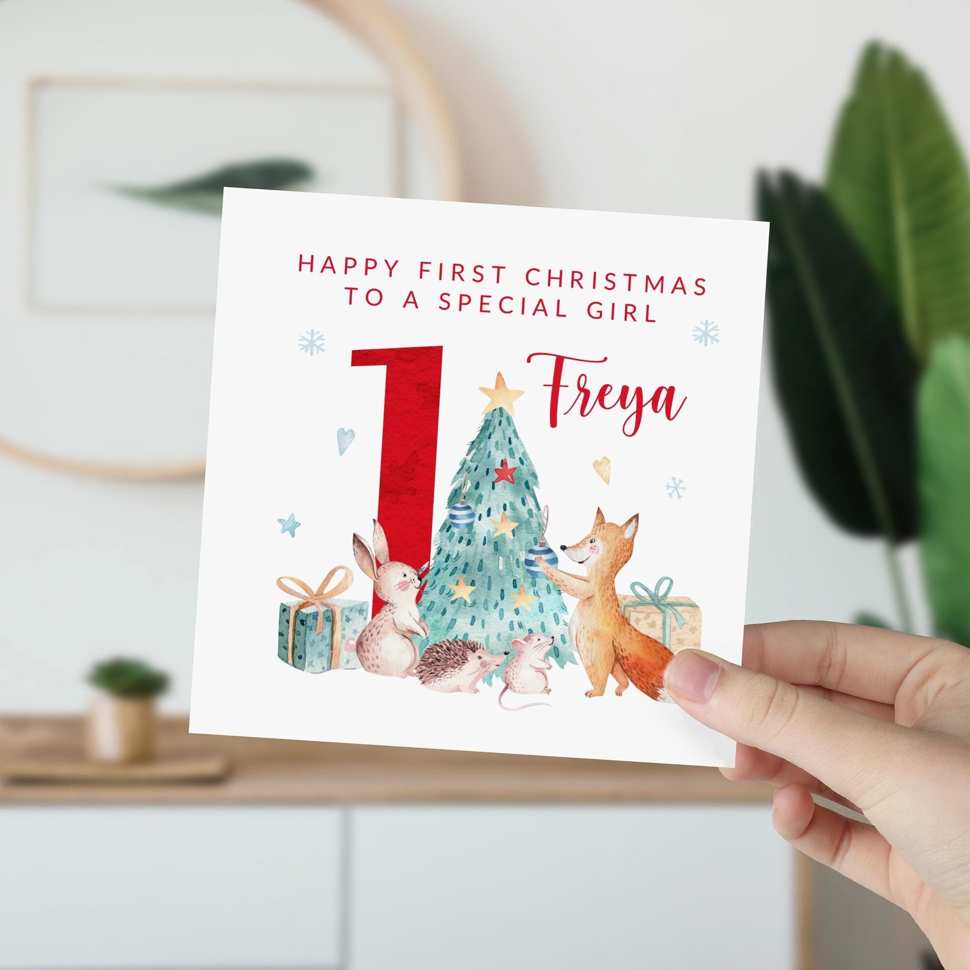 Happy First Christmas To A Special Girl Card With Name For Baby Girl ...
