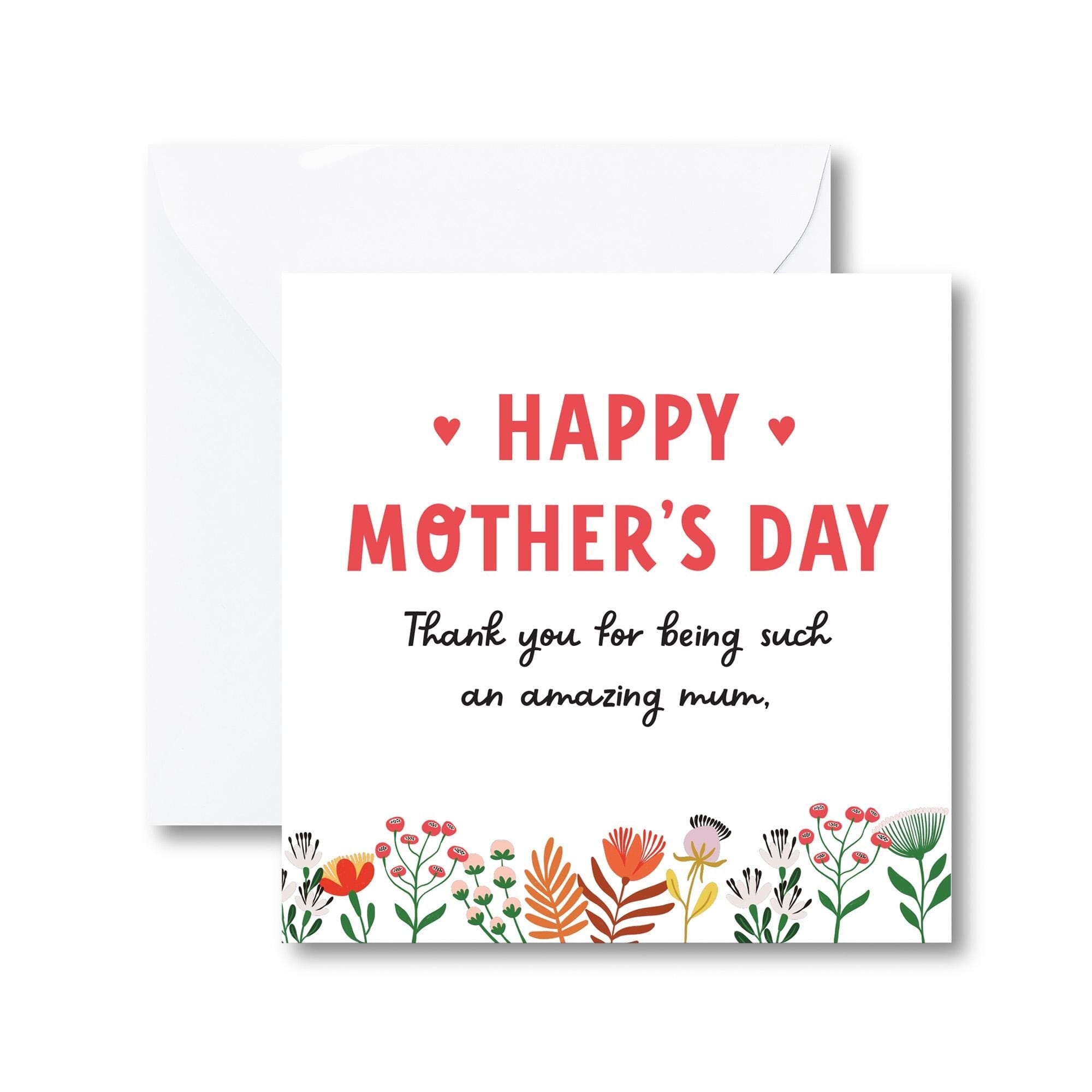 Happy Mother's Day Card Floral Thank You Card for Mum Cute Botanical ...