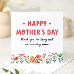 Happy Mother's Day Card Floral Thank You Card for Mum Cute Botanical Card for Mother Birthday Card for Mum Appreciation Card for Mama