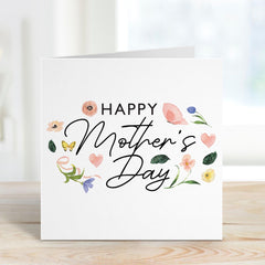 Happy Mother's Day Card Floral Watercolour Mum Card Elegant Happy Mothers Day Gift for Mummy Grandma Wife Keepsake Card for Her