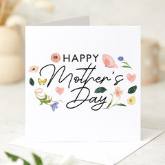 Happy Mother's Day Card Floral Watercolour Mum Card Elegant Happy Mothers Day Gift for Mummy Grandma Wife Keepsake Card for Her