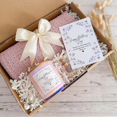 Happy Mother's Day Gift Box Blanket Candle Mini Matches Jar and Card for Mum Hygge Gift Box Mummy Mama
