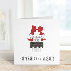 Happy Second Paper Anniversary Card We Shredded All The Doubts Happy Paper Anniversary With Couple Funny Happy Valentines Happy Wedding Day