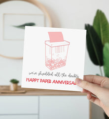 Happy Second Paper Anniversary Card We' Ve Shredded All The Doubts Happy Paper Anniversary With Couple Funny Happy Valentines Wedding Day