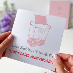 Happy Second Paper Anniversary Card We' Ve Shredded All The Doubts Happy Paper Anniversary With Couple Funny Happy Valentines Wedding Day