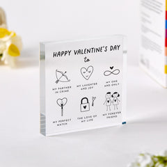 Happy Valentine’s Day Acrylic Plaque – Romantic Icon Design Gift for Girlfriend