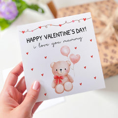 Happy Valentines Day Card for Mum Cute Teddy Bear I Love You Mummy Perfect Card from Kids Toddlers Thoughtful Gift Idea New Mum First 1st