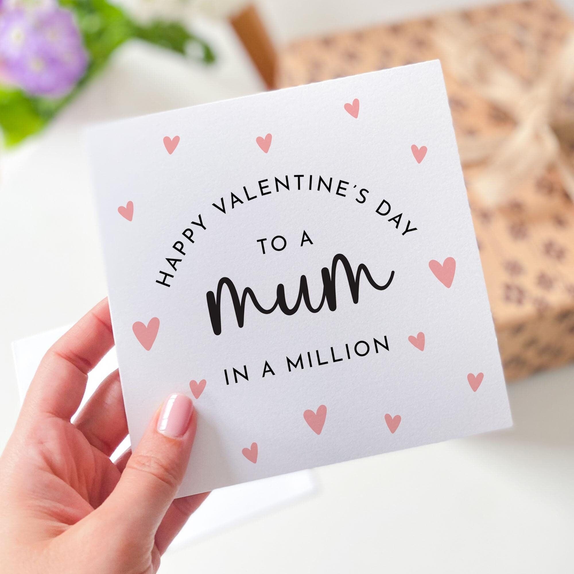 Happy Valentine's Day Mum Card for a Mum in a Million Cute Heart Design Thoughtful Valentine's Day Card for Mother Mother's Day Alternative