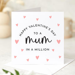 Happy Valentine's Day Mum Card for a Mum in a Million Cute Heart Design Thoughtful Valentine's Day Card for Mother Mother's Day Alternative