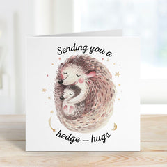 Hedgehog Card Cute Hedge Hugs Pun Card Thinking of You Card Get Well Soon Card Sending Hugs Greeting Card Mum Grandma Friend Family Auntie