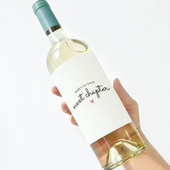 Here's to Your Next Chapter Wine Label Farewell Retirement New Job Gift for Friend Colleague Elegant Bottle Sticker Far Away Keepsake
