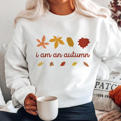 I Am An Autumn Sweatshirt Cute Cosy Halloween Jumper for Women Fall Pumpkin Print Sweatshirt Gift for Her