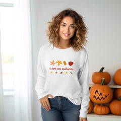 I Am An Autumn Sweatshirt Cute Cosy Halloween Jumper for Women Fall Pumpkin Print Sweatshirt Gift for Her
