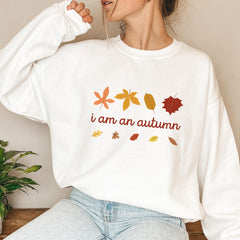 I Am An Autumn Sweatshirt Cute Cosy Halloween Jumper for Women Fall Pumpkin Print Sweatshirt Gift for Her