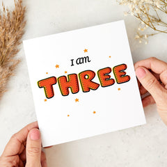 I am Three personalised kids third birthday card for Nephew Niece Daughter Son Granddaughter Grandson or Grandchild Cute Keepsake for 3rd