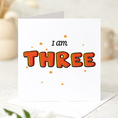 I am Three personalised kids third birthday card for Nephew Niece Daughter Son Granddaughter Grandson or Grandchild Cute Keepsake for 3rd
