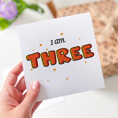 I am Three personalised kids third birthday card for Nephew Niece Daughter Son Granddaughter Grandson or Grandchild Cute Keepsake for 3rd