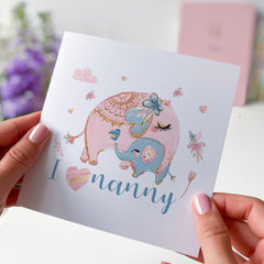 I Love Grandma Card Cute Elephant Grandmother’s Day Mother's Day Birthday Gift from Grandkids Thoughtful Keepsake for Nana Nanny Granny