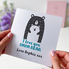I Love You Dada Bear Card Cute Father’s Day or Dad's Birthday Card from Child Personalised Bear Hug for Dad First Fathers Day Keepsake