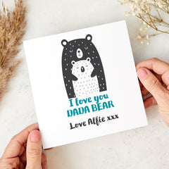 I Love You Dada Bear Card Cute Father’s Day or Dad's Birthday Card from Child Personalised Bear Hug for Dad First Fathers Day Keepsake
