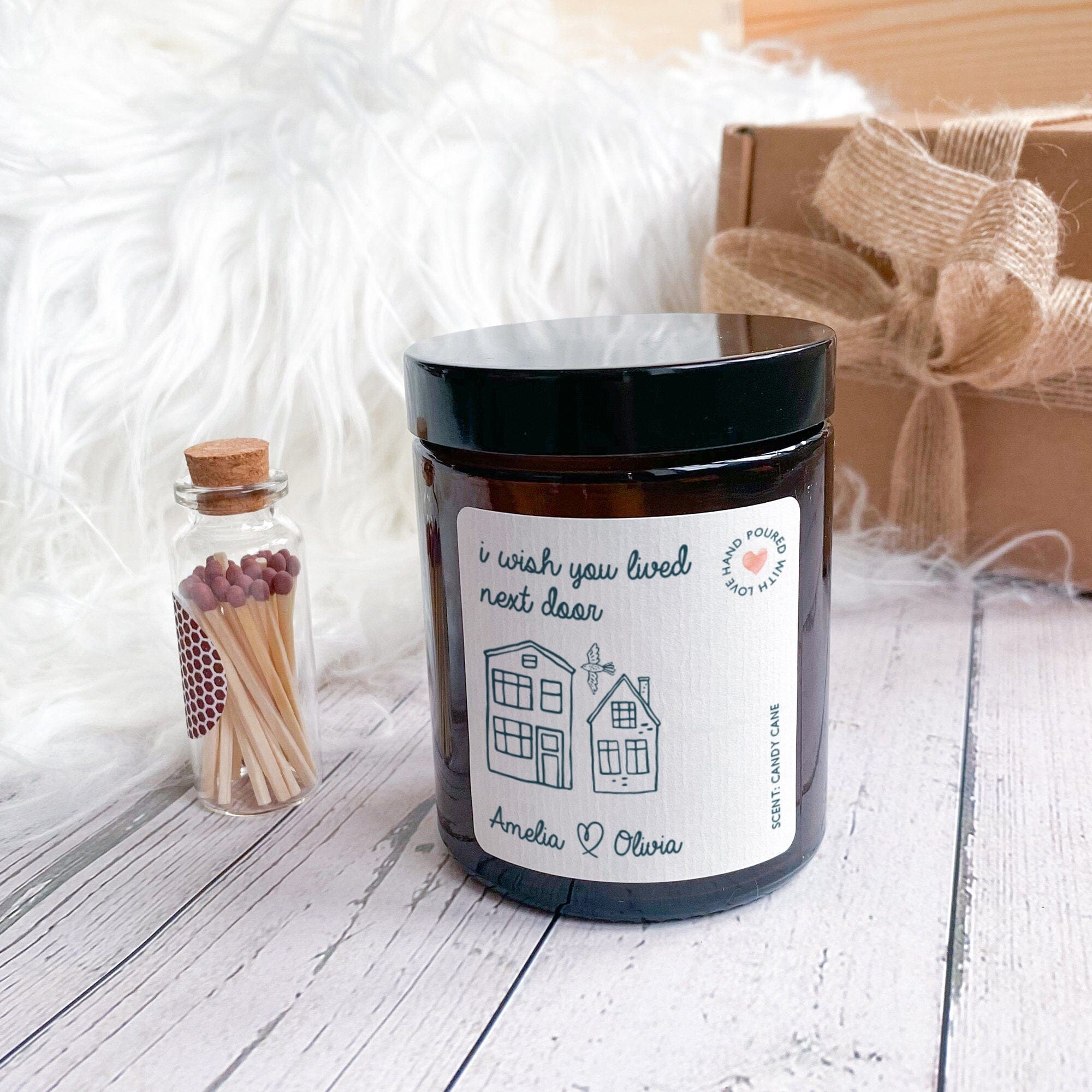I Wish You Lived Next Door Candle Gift For Friend Friendship Personalised Gift For Her Him Best Friend Mum Nanny Grandma