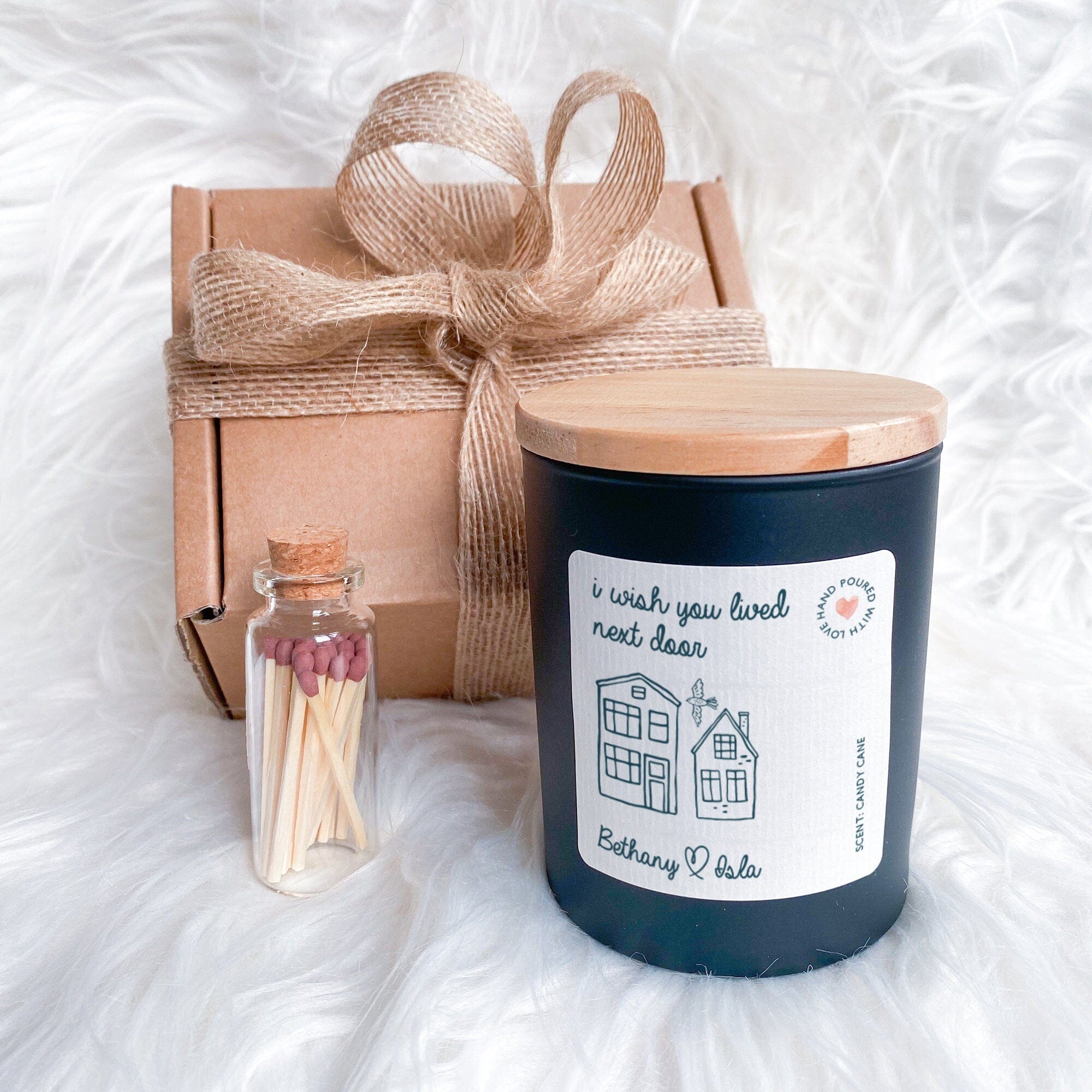 I Wish You Lived Next Door Candle Gift For Friend Friendship Personalised Gift For Her Him Best Friend Mum Nanny Grandma