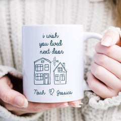 I Wish You Lived Next Door Coaster Gift For Friend Friendship Personalised Present For Her Him