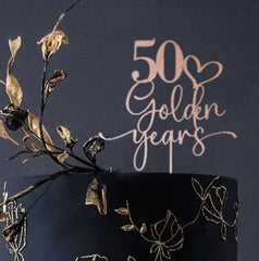 Wooden 50th Golden Years Cake Topper / Golden Anniversary Birthday Custom Anniversaries Decor GY78