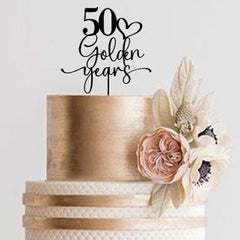Wooden 50th Golden Years Cake Topper / Golden Anniversary Birthday Custom Anniversaries Decor GY78