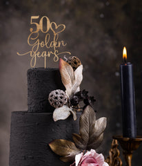 Wooden 50th Golden Years Cake Topper / Golden Anniversary Birthday Custom Anniversaries Decor GY78