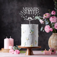 Bride And Groom Birds Wedding Cake Topper Engagement Cake Topper with Initials Anniversary Personalised Wood Decor Bridal Shower Lovebirds