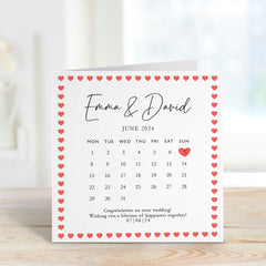 Personalised Wedding Card With Names Your Text And Date Congratulations On Your Wedding Day Calendar Greeting Cards For Couple Newlywed Gift